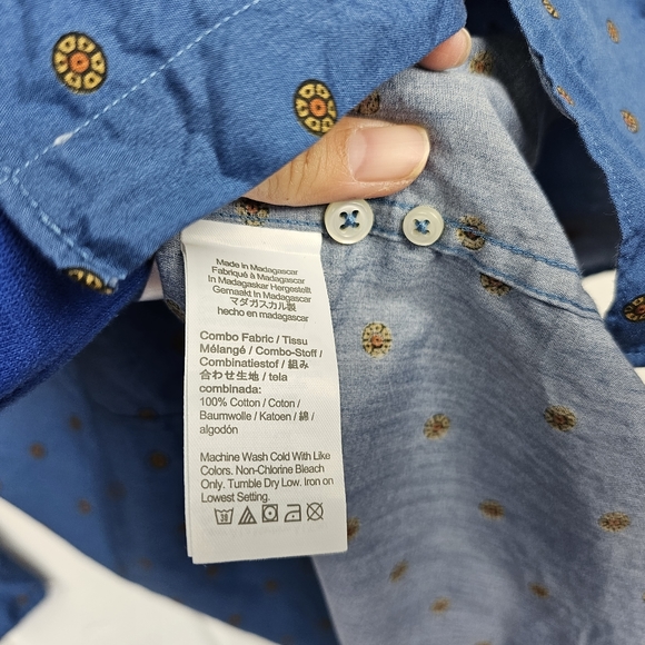 J. Crew Blue Slim Untucked Secret Wash Cotton Poplin Button Front Shirt Large - Picture 11 of 11